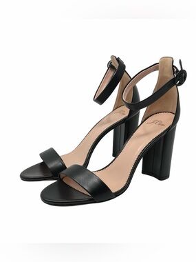 J. Crew Stella Heel With Ankle Strap Size 9.5 NWT Black Leather Made In Italy